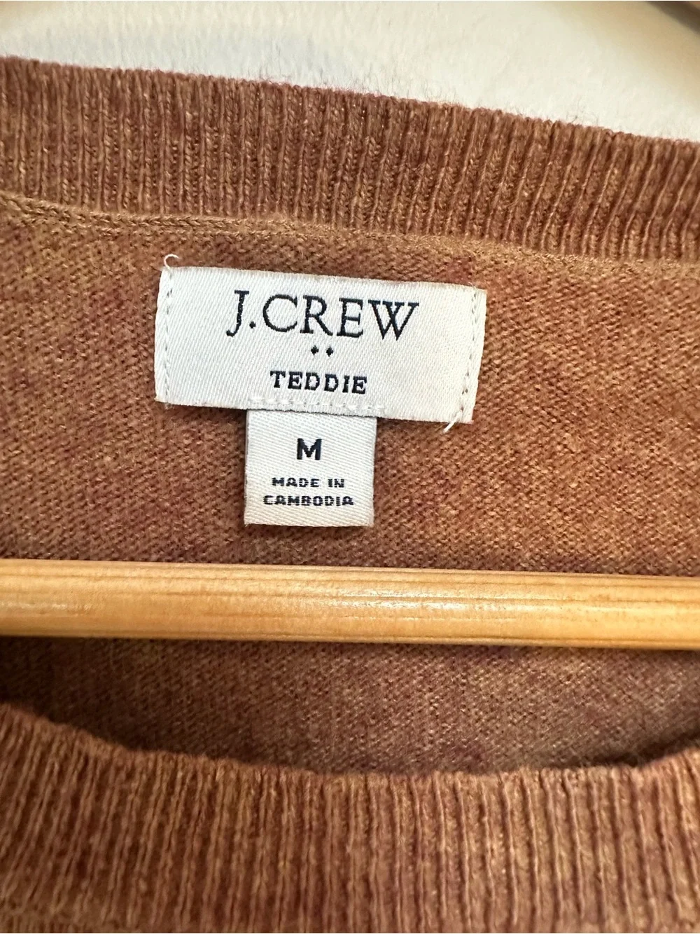 J.Crew Teddie Crewneck Sweater Brown Merino Cotton Blend Women’s Medium